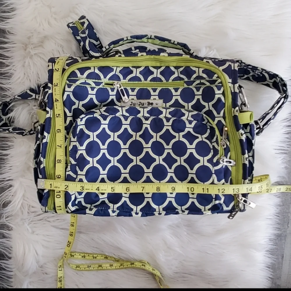 Ju-Ju-Be Navy and Lime Geometric Print Convertible Baby Bag